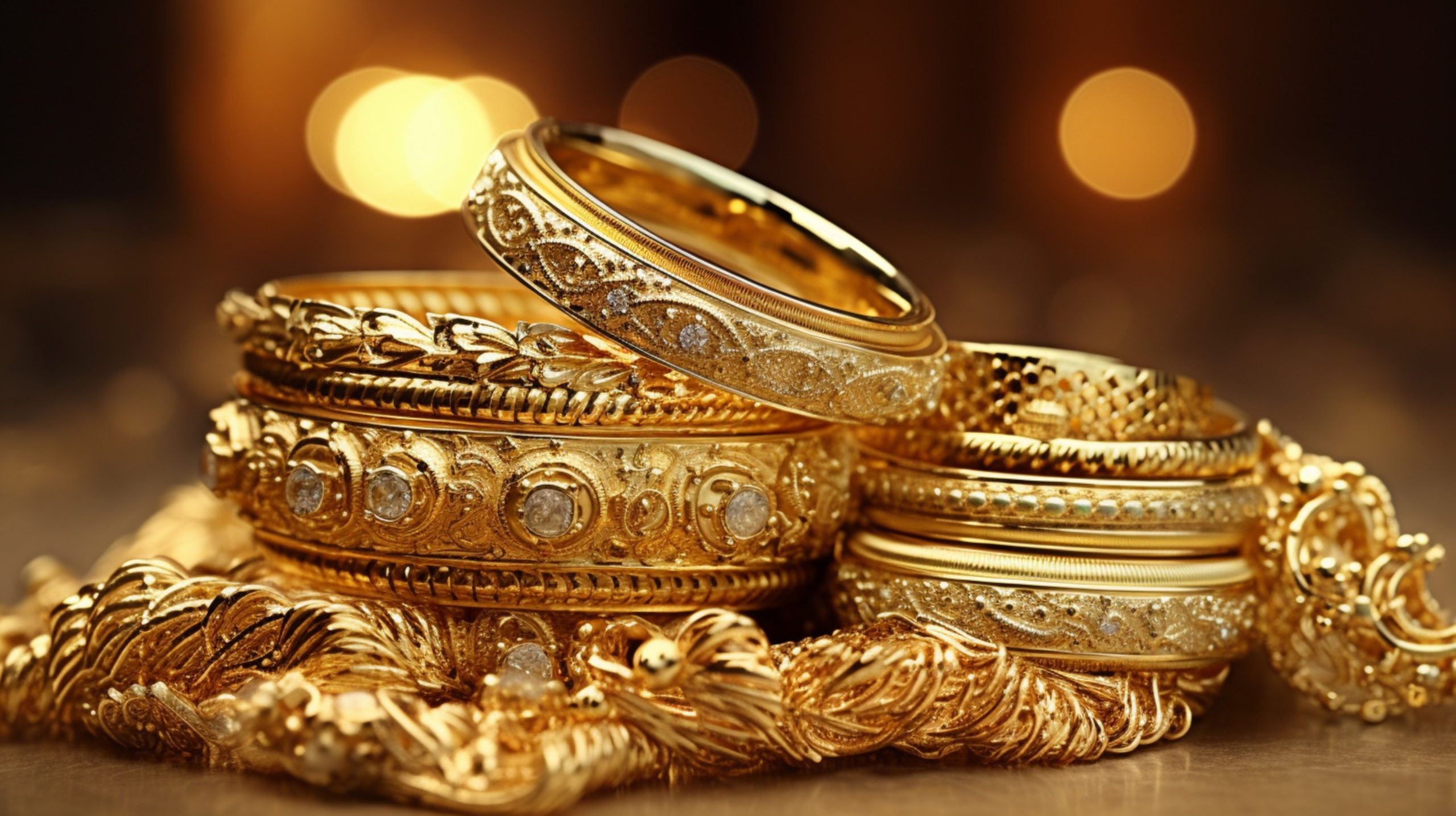 Shiny gold jewellery.